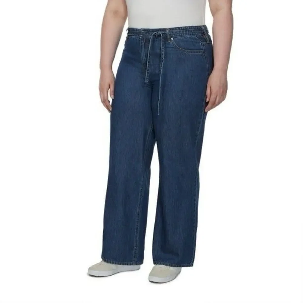 Buffalo Jeans Women's Wide Leg Belted Jean Size 18 Medium Wash NWT - Picture 2 of 14